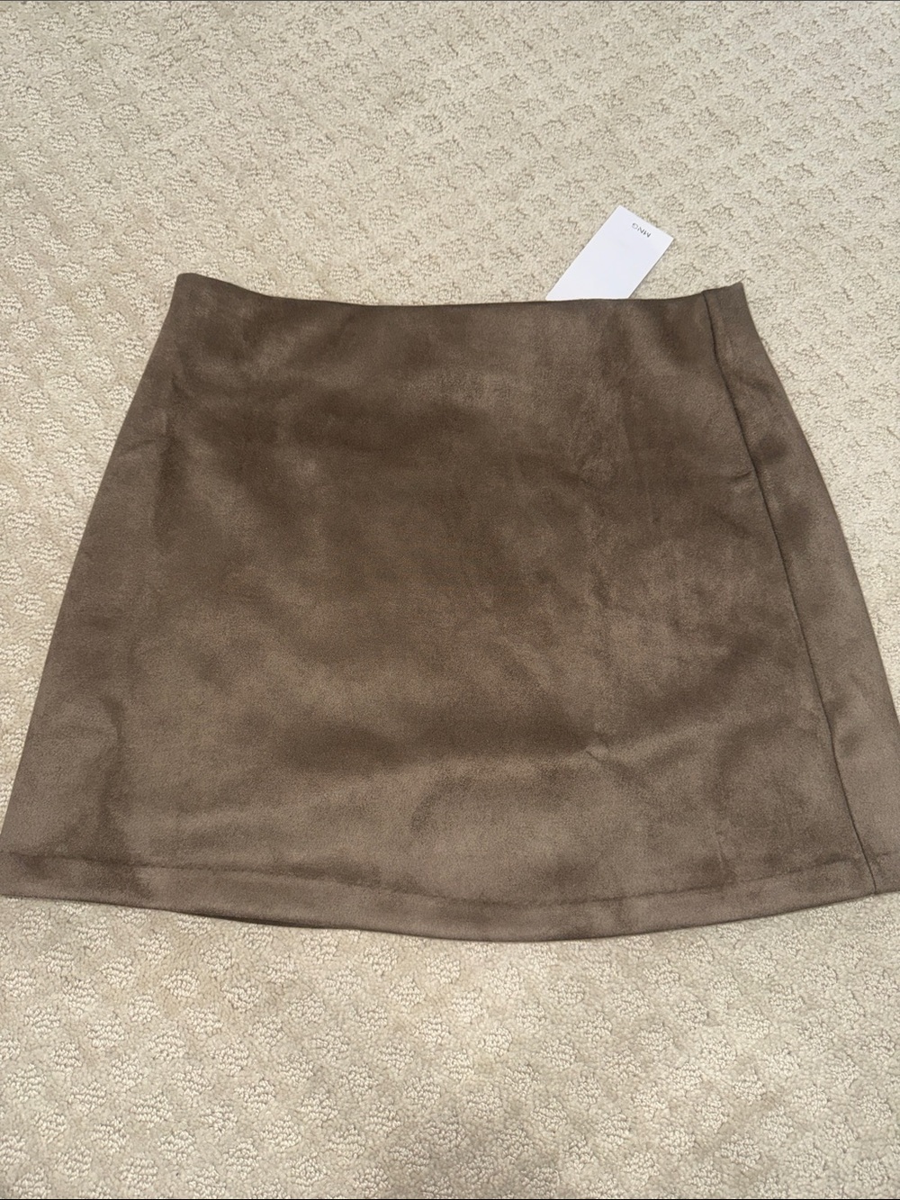 Mango Brown Suede-Look Mini Skirt